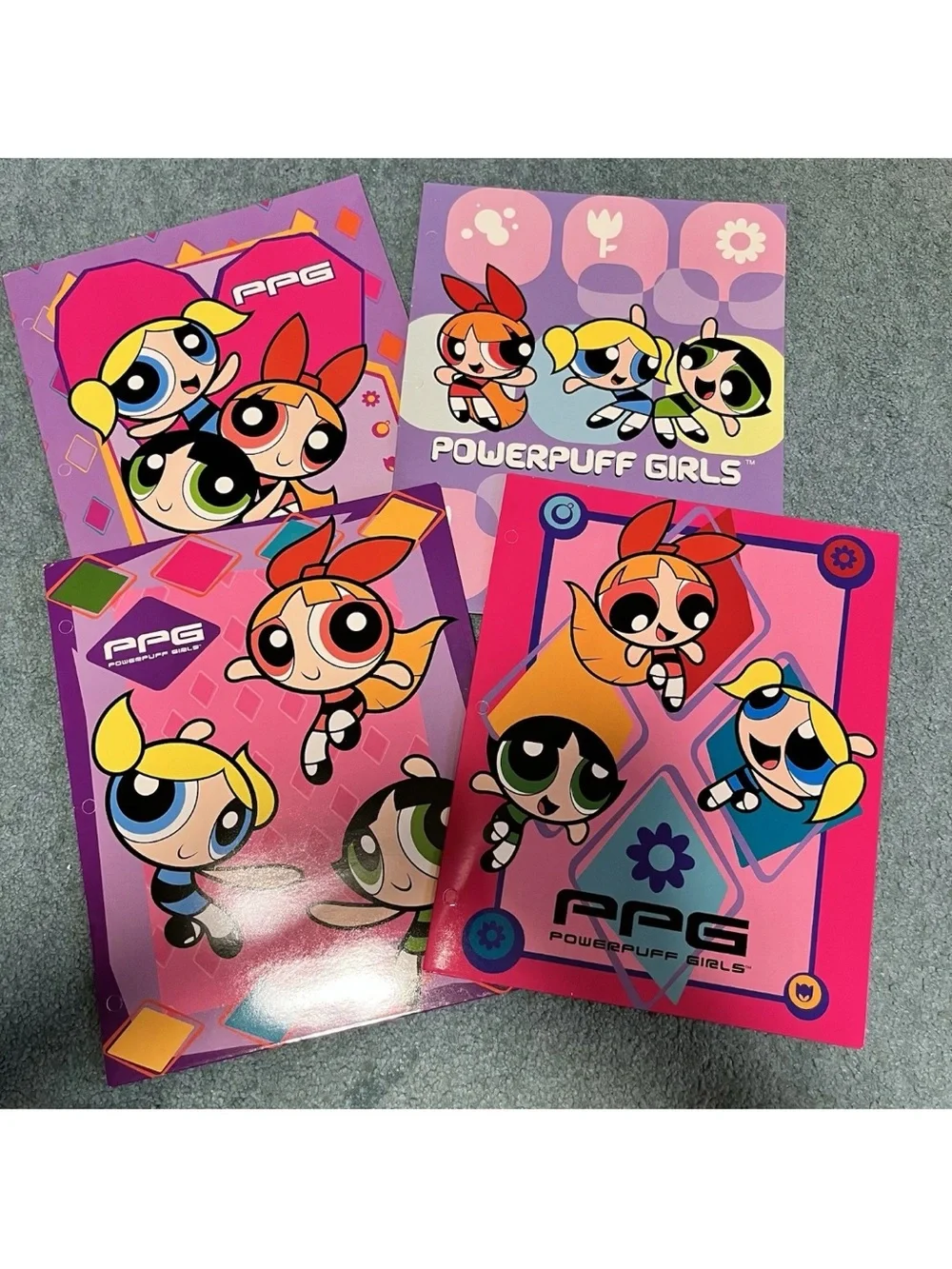 Vintage 2003 Y2K Powerpuff Girls Bundle Of 4 School Paper Folders